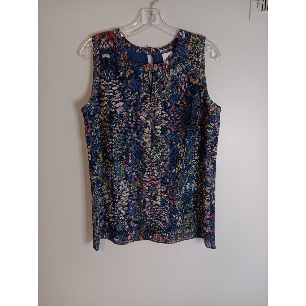 Cabi Sleeveless Stained Glass Keyhole Blouse Top Style 3093 Sz Medium